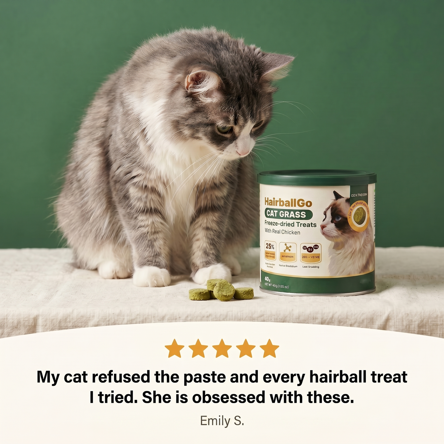 Freeze-Dried Cat Grass Treats for Hairball Relief